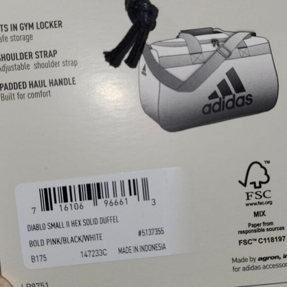 🇬🇪🔹️NWT Adidas Fuchsia Diablo Small II Hex Gym Locker Solid Duffel Bag - Picture 9 of 9